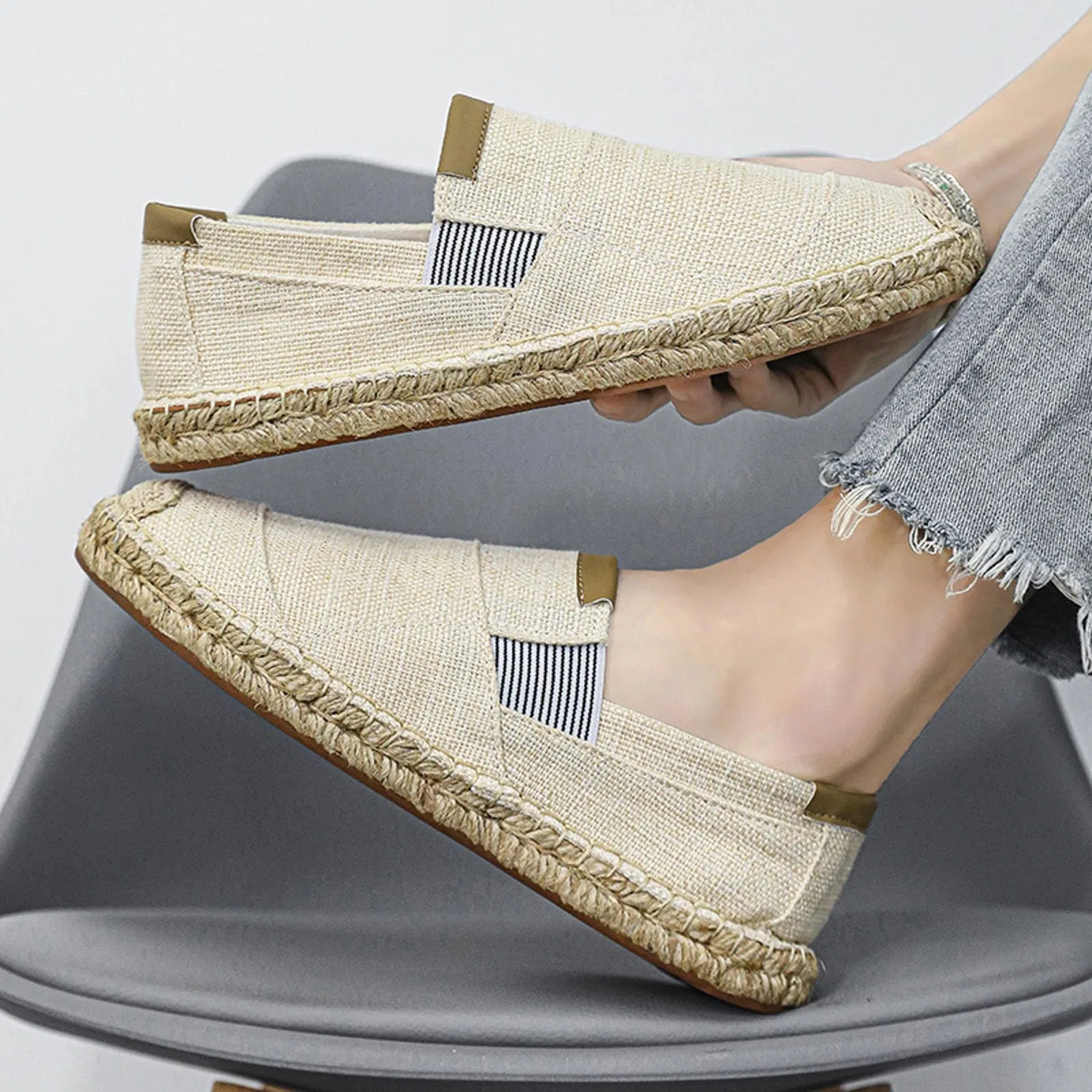 картинка Мужские повседневные льняные туфли-эспадрильи, Beige от магазина Одежда+