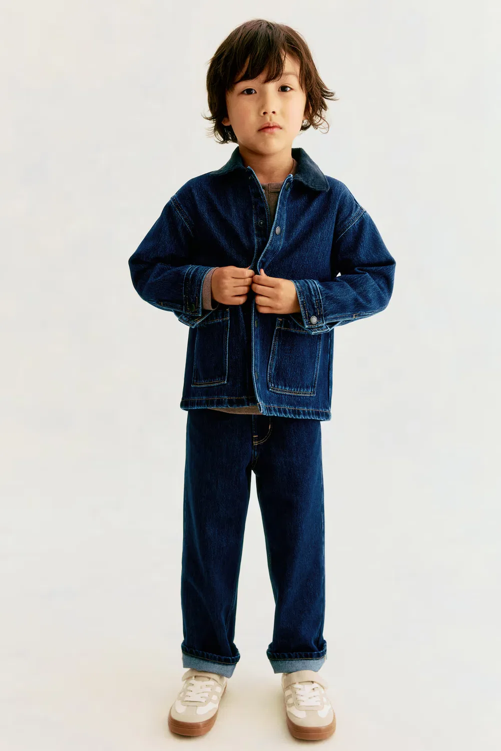 картинка Джинсовая куртка с вельветовым воротником H&M, Dunkles Denimblau от магазина Одежда+