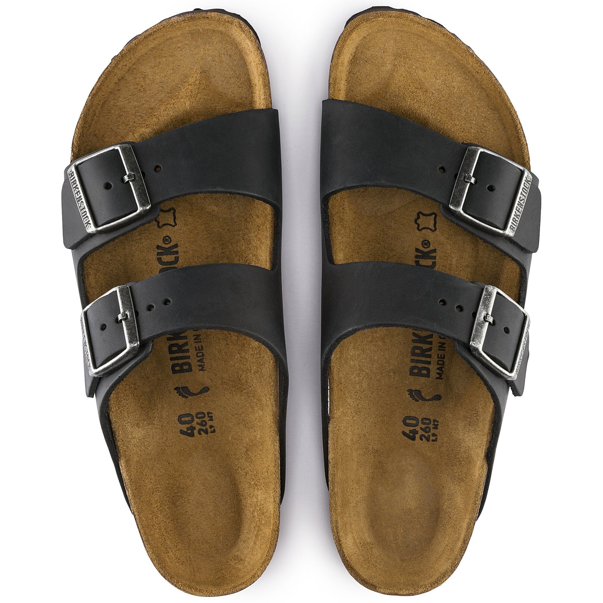 картинка Сандалии Birkenstock Arizona Natural Leather Oiled, черный от магазина Одежда+