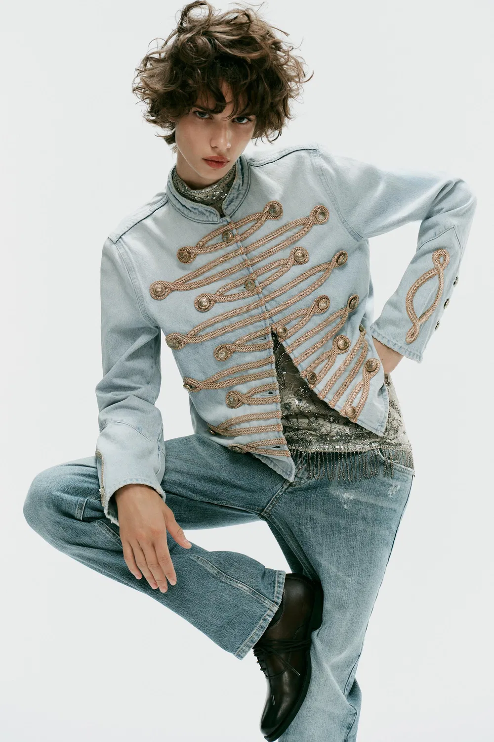 картинка Джинсовая куртка TRF на пуговицах ZARA, Light blue от магазина Одежда+