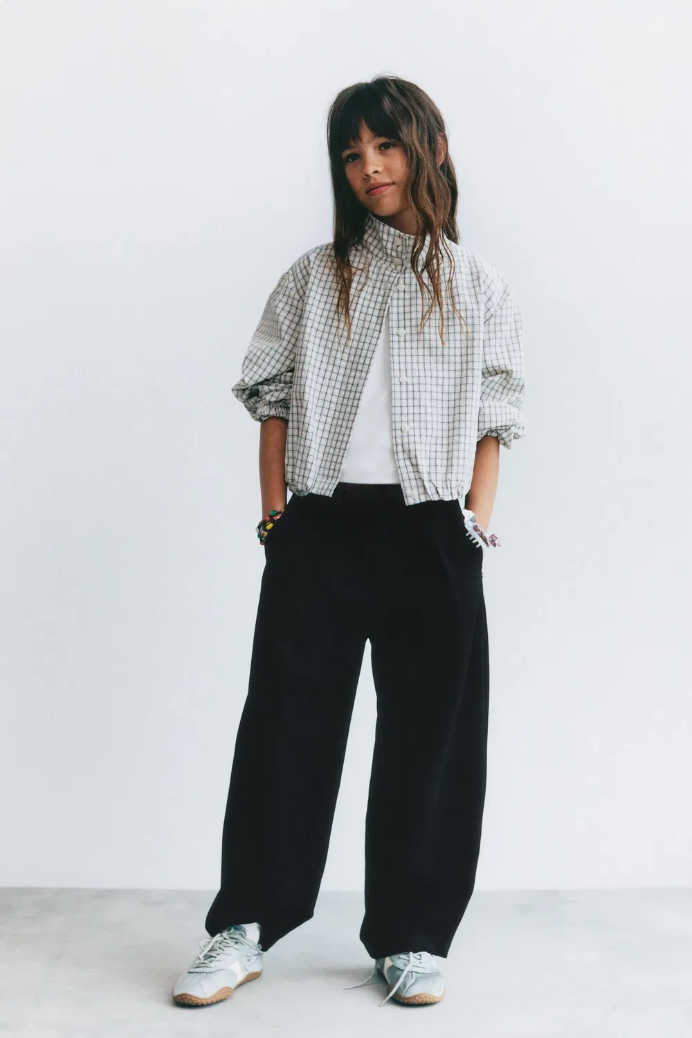 картинка Рубашка с клетчатым рисунком воздушного шара ZARA, Ecru/Black от магазина Одежда+