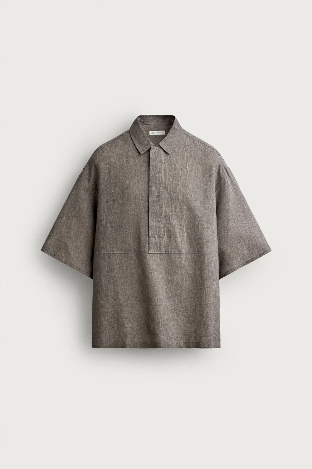 картинка Поло свободного кроя из льна и хлопка. ZARA, Grey marl от магазина Одежда+