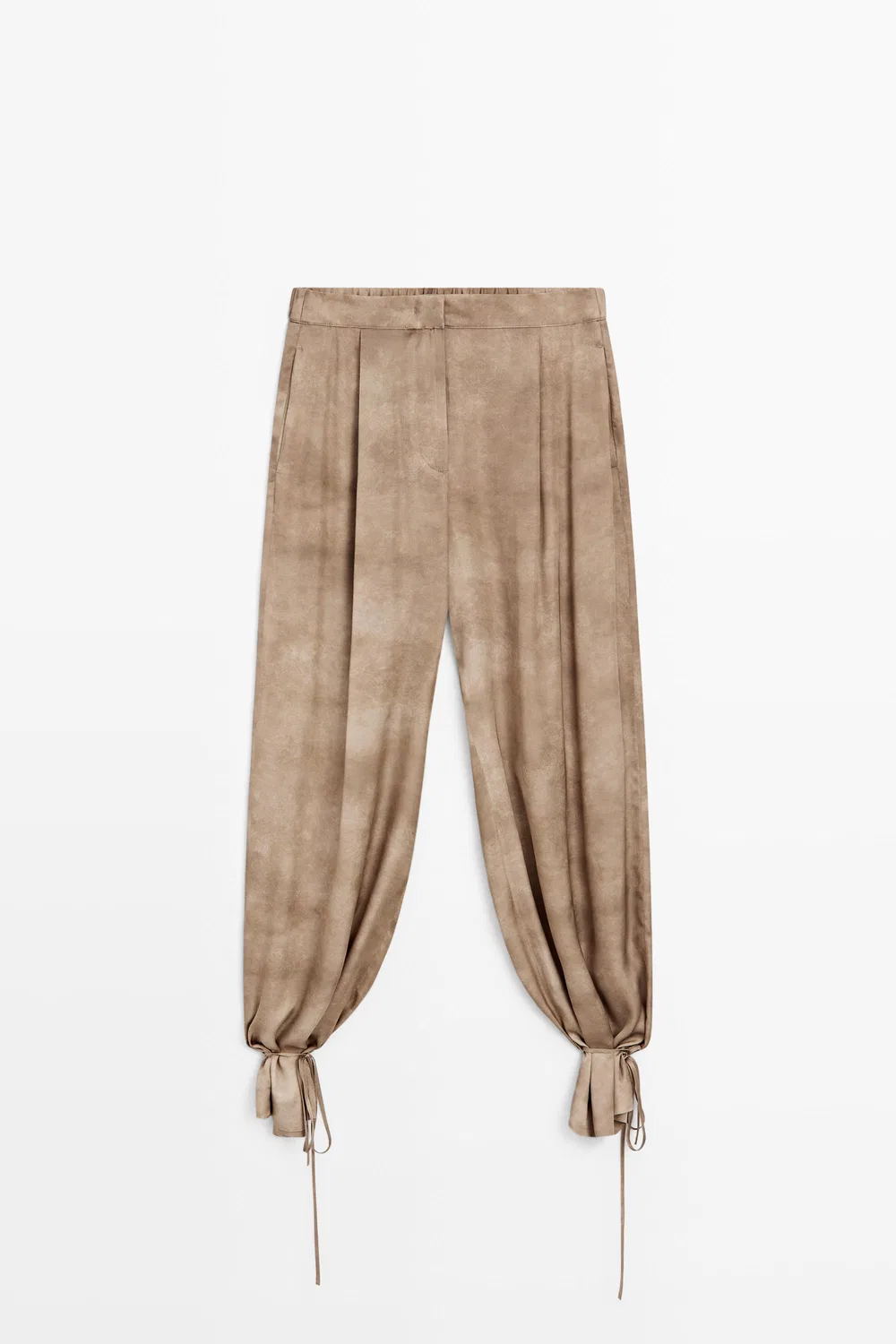 картинка Брюки Massimo Dutti Flowing With Tie-Detail Hem, бежевый от магазина Одежда+