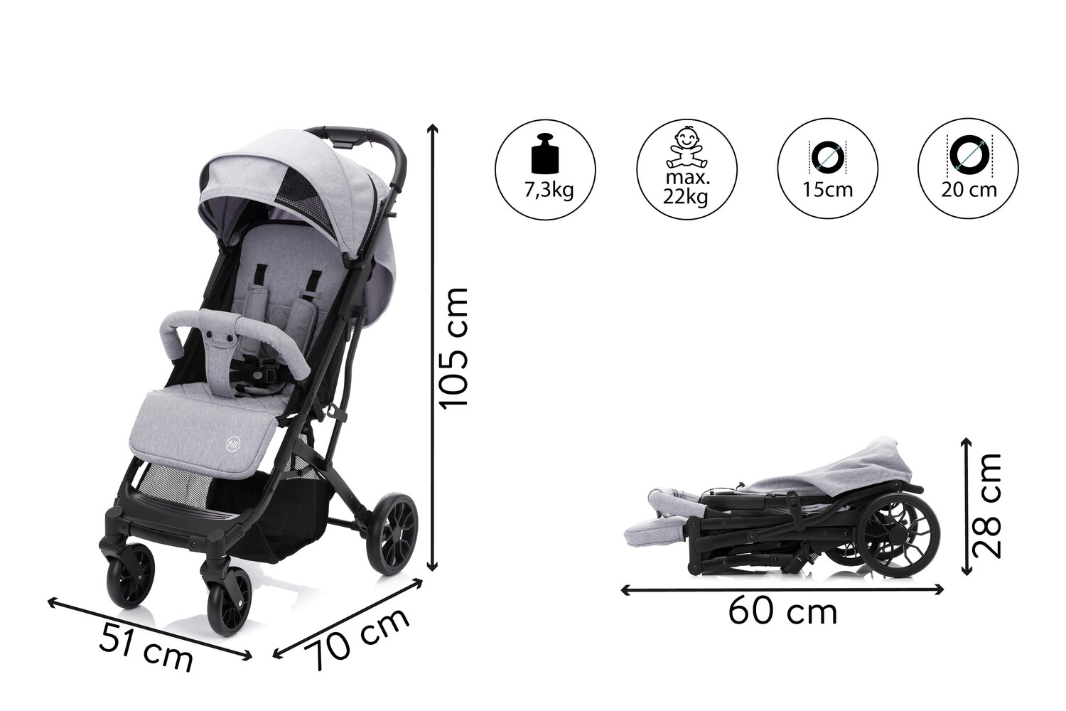 картинка BUGGY Styler Elite Коляска, светло-серый от магазина Одежда+