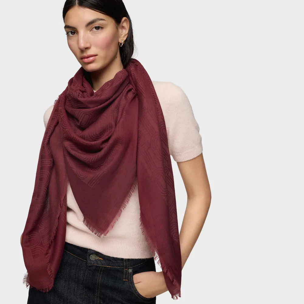 картинка Платок Tous Silhouette Jacquard, бордовый от магазина Одежда+