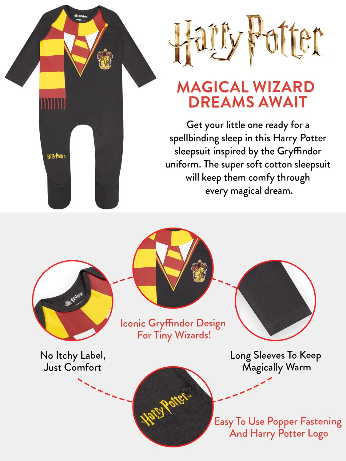 картинка Пижама-боди Gryffindor Harry Potter, серый от магазина Одежда+