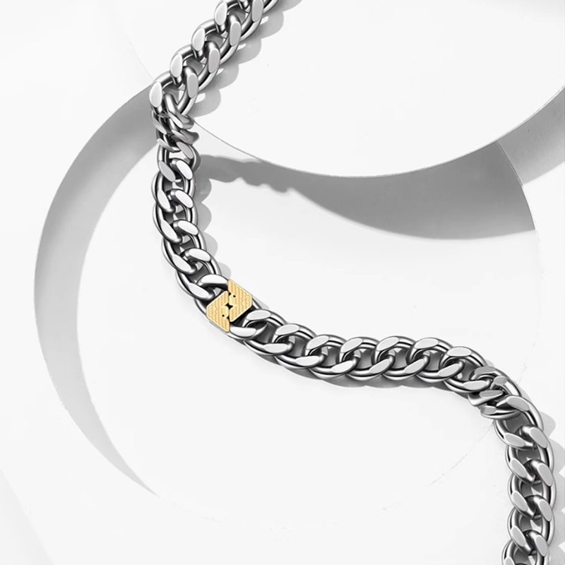 картинка EMPORIO ARMANI Серебряное колье из нержавеющей стали для мужчин от магазина Одежда+